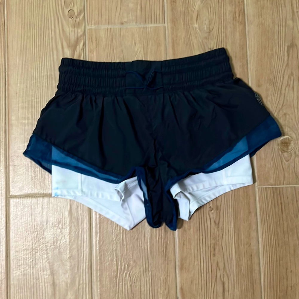 Free People Navy and White Layered Athletic Shorts